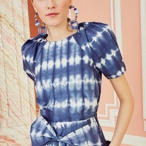 Ulla Johnson Blue tie Dye Winona Top Size 0 Puff Sleeve